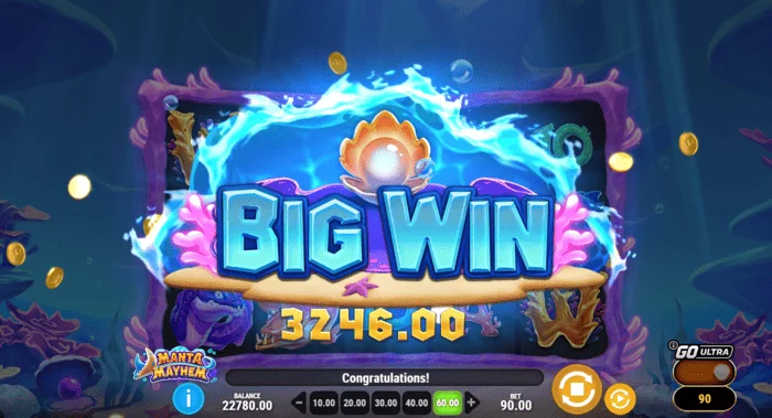 Manta Mayhem – velká výhra ve Free Spinech s násobitelem x10
